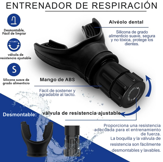 Entrenador de respiración: fortalece la capacidad pulmonar